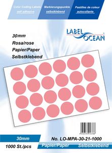 LabelOcean, LO-MPA-30-21-5000, 5000 Stück Markierungspunktee, 30mm, rosa, Papier, zu 5000 Stück auf Rolle