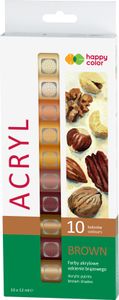 Sada akrylových barev 12 ml x 10 barevných odstínů hnědé Happy Color