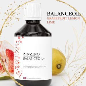 ZinZino BalanceOil+ Fischöl mit Omega-3 2478 mg, Omega-9, Vitamin D3, Tocopherol, DHA, EPA mit Olivenöl Grapefruit-Zitronen-Limetten-Geschmack, 300 ml
