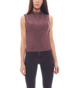 NA-KD Glitzer High-Neck-Top eng geschnittenes Damen Shirt Violett, Größe:XXS