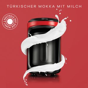 Karaca Hatır Hüps Kaffeemaschine für Türkischen Kaffee-Mokka mit Milch, Rot, 535W