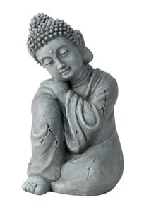 Buddha Figur 34,5cm Vintage Grau Entspannung