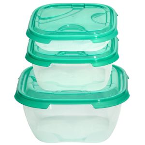 3er Set Plastikdose Frischhaltedose Aufbewahrungsbehälter aus transparentem Kunststoff mit Deckel für Lebensmittel grün