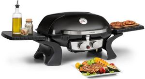 Klarstein Parforce Duo Gasgrill BBQ-Gasgrill mit 4,4kW - 2 Brenner, bis 300 °C, Gastyp: Butan/Propan, Edelstahl, 15000 BTU, elektrische Zündung, 50 x 39 cm große Grillfläche, Deckel, schwarz