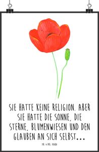 Mr. & Mrs. Panda Poster Blume Mohnblume DIN A0 - Weiß - Geschenk, Bild, Posterdruck, Motivation, Wandposter, Pflanzen, Blumen Deko, Frühlings Deko, Blumen, Glaube