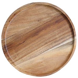 1pcs Speiseteller aus Akazienholz, runde Holzteller, einfache Reinigung und geringes Gewicht für Gerichte, Snacks und Desserts