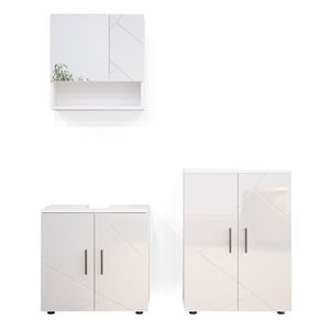 Súprava kúpeľňového nábytku Livinity® Irma, 3 diely, s toaletným stolíkom 60 cm, biely vysoký lesk