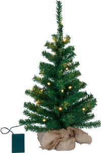 EGLO künstlicher Weihnachtsbaum 60 cm für innen, Deko-Tannenbaum mit LED-Beleuchtung warmweiß und Timer, batteriebetriebener Kunstbaum