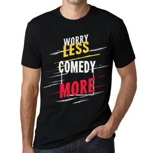 Herren Grafik T-Shirt Sorge weniger Komödie mehr – Worry Less Comedy More – Öko-Verantwortlich Vintage Jahrgang Kurzarm Lustige Druck Geburtstag