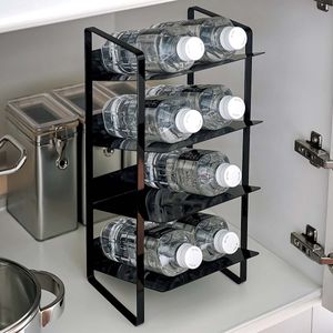 Yamazaki Flaschenregal Küchenregal schwarz mit 4 schrägen Ablagen Metall 20x40x20cm "TOWER"