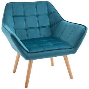 HOMCOM Einzelsessel Ohrensessel Relaxsessel Sessel mit Samt erhöhte Beine samtartiges Polyester skandinavisch Grün 64 x 62 x 72,5 cm
