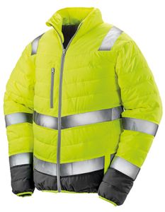 Herren Soft Padded Safety Jacke / ISO EN20471:2013 Klasse 2 - Farbe: Fluorescent Yellow/Grey - Größe: XXL