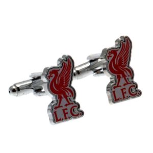 Manžetové knoflíčky s motivem FC Liverpool (Liverbird) SG6856 (jedna velikost) (stříbrná/červená)