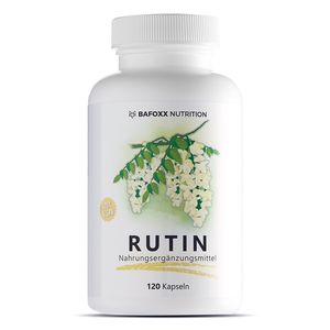 BAFOXX Nutrition® Rutin Kapseln hochdosiert - 120 Stück für 4 Monate - Naturprodukt mit 450 mg Rutosid (Vitamin P) - vegan und ohne Zusatz