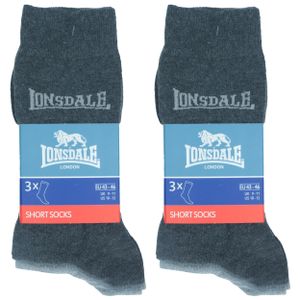 Lonsdale 6 Paar Socken Mittlere Wadenhöhe   Baumwolle Grau Mix35-38