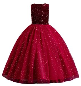 Paillettenkleid für Mädchen Größe 104 - Burgunderrot mit Glitzer