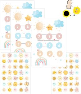 Sonnenschein-Belohnungsplan + Große Aufkleber & 2 Farbwechsel-Urinalaufkleber - Spaßiges Töpfchentraining mit Belohnungstafel - Anreiz System Kinder