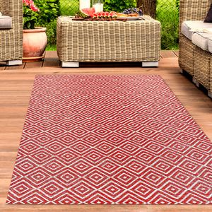 Outdoor-Teppich mit exotischem Ethno-Design in rot weiß Größe - 180 x 280 cm