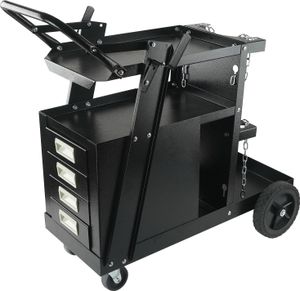 SucceBuy Schweißwagen, 2-stöckig, 120 kg Tragkraft, 360° schwenkbare Räder, Tanklagerung, Sicherheitsketten, robuster MIG-Schweißwagen