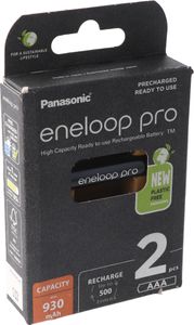 1x2 Panasonic Eneloop Pro Micro 930mAh AAA Ni-MH    BK-4HCDE/2BE