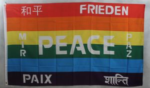 Flagge Fahne : Regenbogen PEACE