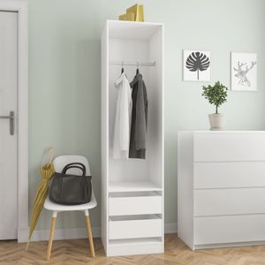 Garderobenschrank Kleiderschrank Schlafzimmerschrank Flurschrank mit Schubladen Weiß 50×50×200 cm Spanplatte