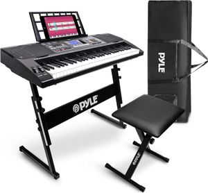 Pyle 61 Tasten 2-in-1 Tragbares elektronisches Piano-Keyboard zum Spielen und Mitsingen mit wetterfester Tasche, Keyboard-Hocker und Keyboard-Ständer Pyle 61 Tasten 2-in-1 Tragbares elektronisches Piano-Keyboard zum Spielen und Mitsingen mit wetterfester Tasche, Keyboard-Hocker und Keyboard-Ständer