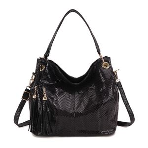 Umhängetasche mit Schlangenmuster, einzigartige Fransen, Umhängetasche, Handtasche, große Kapazität, rote Tragetasche, Damenhandtaschen