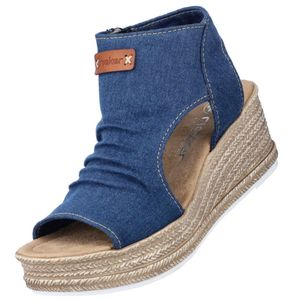 Rieker Damen Keil-Sandaletten Blau