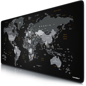 Titanwolf Gaming Mauspad XXL, glattes Stoffgewebe, Speed Mousepad 900 x 400mm große Fläche, Weltkarte Global