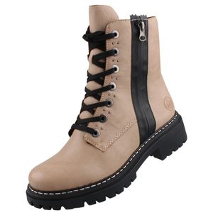 Rieker Damen Schnürboots Warmfutter Zierreißverschluss Stiefelette 72634, Größe:38 EU, Farbe:Beige