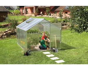 Gewächshaus gutta F4 Polycarbonat 6 mm 227 x 300 cm silber