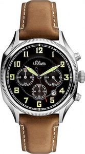 s.Oliver Herren Uhr Chrono Armbanduhr Leder SO-3180-LC