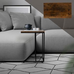 ML-Design Beistelltisch C-Form, 45x25x64 cm, Schwarz/Braun, aus Holz mit Metallgestell, unters Sofa, Industrie Design, Couchtisch Wohnzimmertisch Sofatisch Kaffeetisch Nachttisch Betttisch Laptoptisch