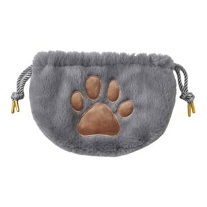 INF Taštička na líčenie Cat Plysh Paw Cestovná kozmetická taška so sťahovacou šnúrkou Gray