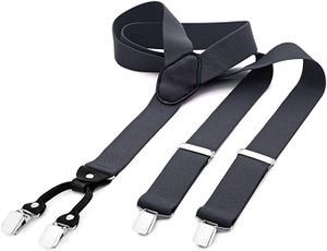 Herren Hosenträger breit 4 Clips mit Leder in Y-Form – elastisch und längenverstellbar in verschiedenen Designs