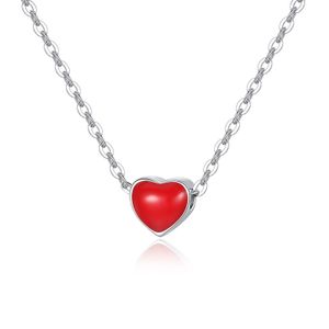 925 Sterling Silber Rotes Herz Halsketten & Anhänger für Frauen Heißer Sterling-Silber-Schmuck