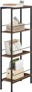 WOLTU Nischenregal, Holzwerkstoff Metall, 50x110x20cm, Vintage-Braun+Schwarz