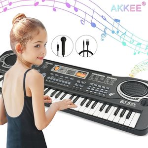 Digital Piano Keyboard, 61 Tasten Piano mit Notenständer, Mikrofon, Aufnahme&Programmierfunktion, zwei Stromversorgungsmethoden, Keyboard Piano Lernspielzeug für Kinder