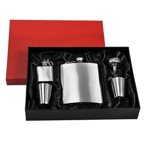 eyepower Flachmann-Set Geschenkbox Edelstahl 210 ml| Trichter, 4 Bechern, Schlüsselanhänger