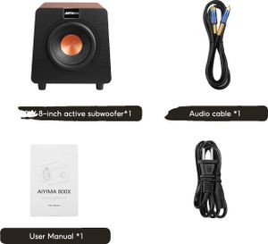 Aktivní subwoofer, výkon 100 W RMS, frekvenční rozsah 30 Hz-300 Hz, se zástrčkou EU
