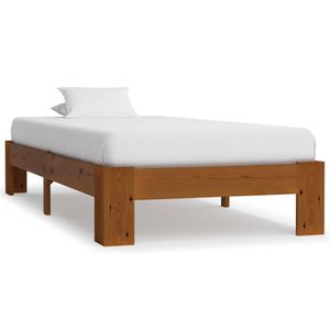 Bett Jugendbett Zeitgenössische & Lattenrost Massivholzbett Hellbraun Kiefer 100x200 cm HOMMIE,einfache Montage