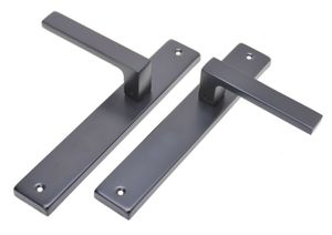Súprava pákových kľučiek Aqbau® (bez kľúčovej dierky) dlhá doska čierna | páková kľučka | kľučka na dvere | kovanie na dvere | ružica