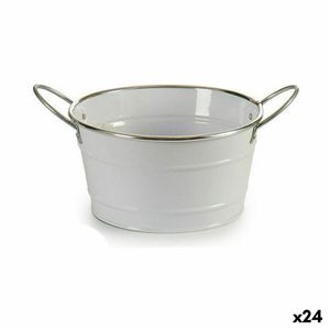 Blumentopf Würfel Weiß Silberfarben Zink 27,5 x 10,5 x 20 cm (24 Stück)