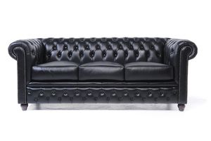 Chesterfield Sofa Original Leder  3-Sitzer  Schwarz