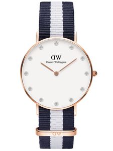 Daniel Wellington 0953DW Classy Glasglow Watch Dámské hodinky s látkovým řemínkem modré barvy