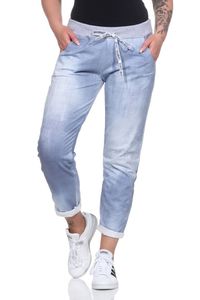 287 Mississhop Damen Hose Cargohose Blumen Sweatpants Jogginghose Baumwolle Freizeithose Boyfriend Jeans Hell 26