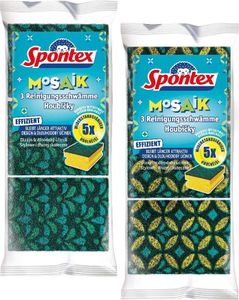 Spontex Reinigungsschwamm Mosaik, Scheuerschwamm mit Anti-Fussel-Technologie und praktischer Griffleiste, Farbe nicht frei wählbar, 3er Pack