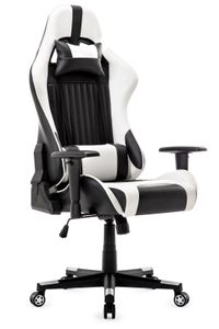 Gaming Stuhl, Racing Gamer Stuhl, Bürostuhl, Ergonomischer höhenverstellbar Schreibtischstuhl, Weiß