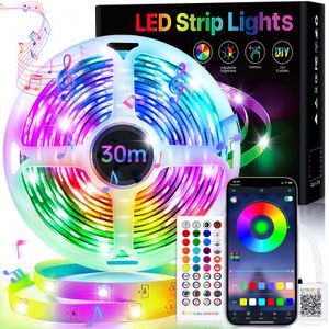 LED Streifen 30m, Led Strip mit Fernbedienung und APP, Musik Sync, Timing, RGB Lichterkette Dimmbar Farbwechsel, für Zimmer Deko/Decke/Gaming/Party